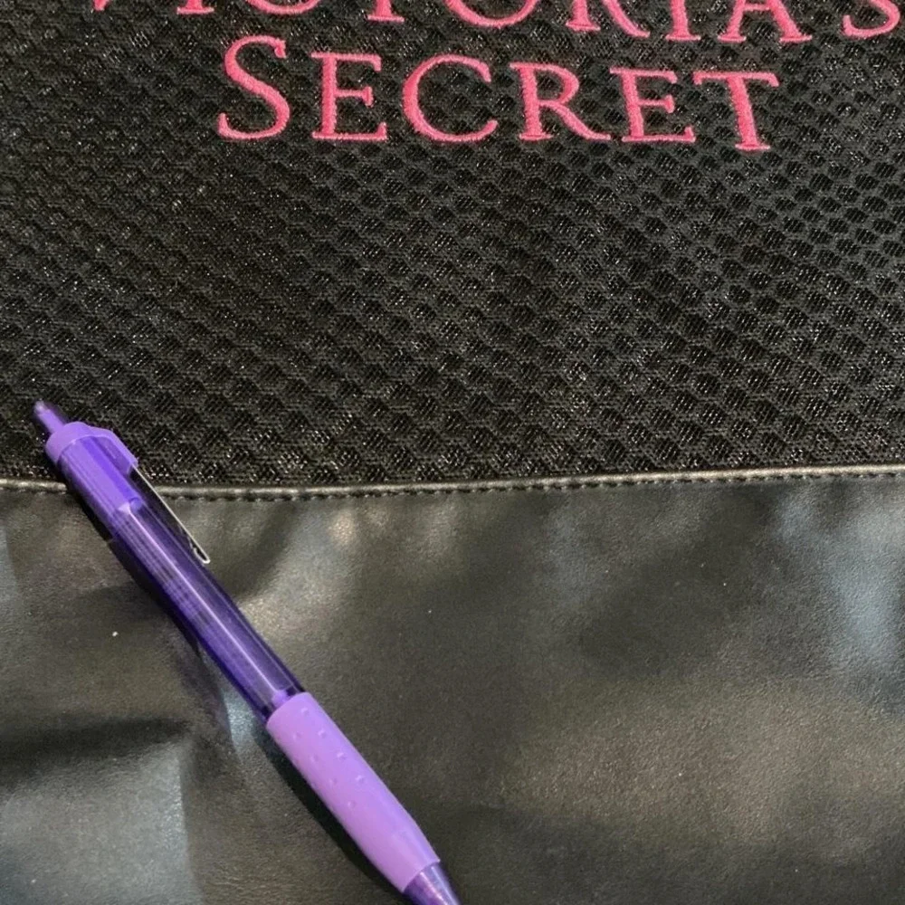 Victoria's Secret Tote Bag Women Large Black Mesh Pink Logo Good Tassel Mesh Bag - Picture 8 of 8